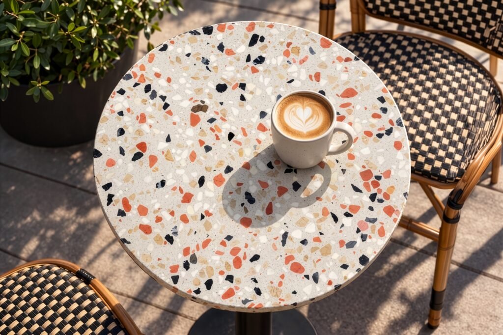 Savannah terrazzo kafe masa tablası